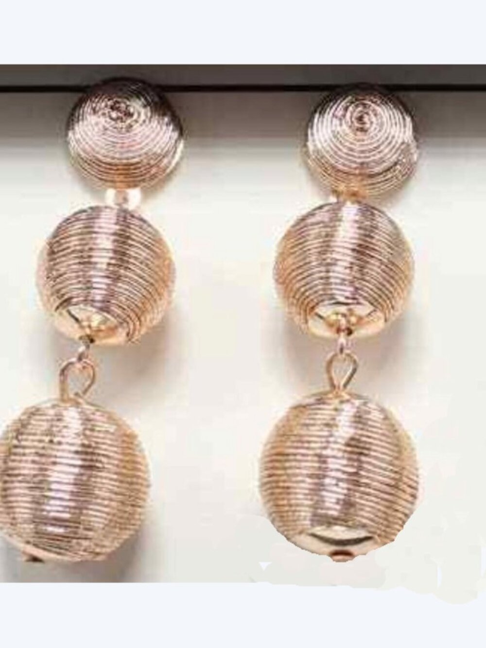 Bijoux Bar 3 Pair Rose Gold Tone Earrings Posts & Drops Crystal & MOP Box M654 - Picture 3 of 6